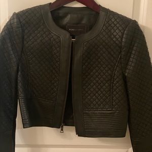 BCBG crop leather jacket